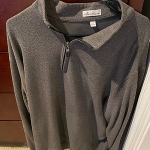 Peter Millar Gray Heather Cotton Quarter Zip Pullover Size XXL